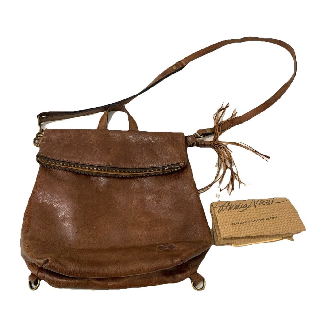 Patricia Nash Luzille Convertible‎ Backpack Purse Tote Brown Leather Suede Liner